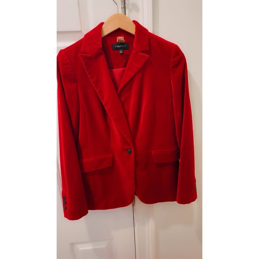 Talbots Red Velvet Blazer Jacket Women's Size 2 Holiday Party Career‎